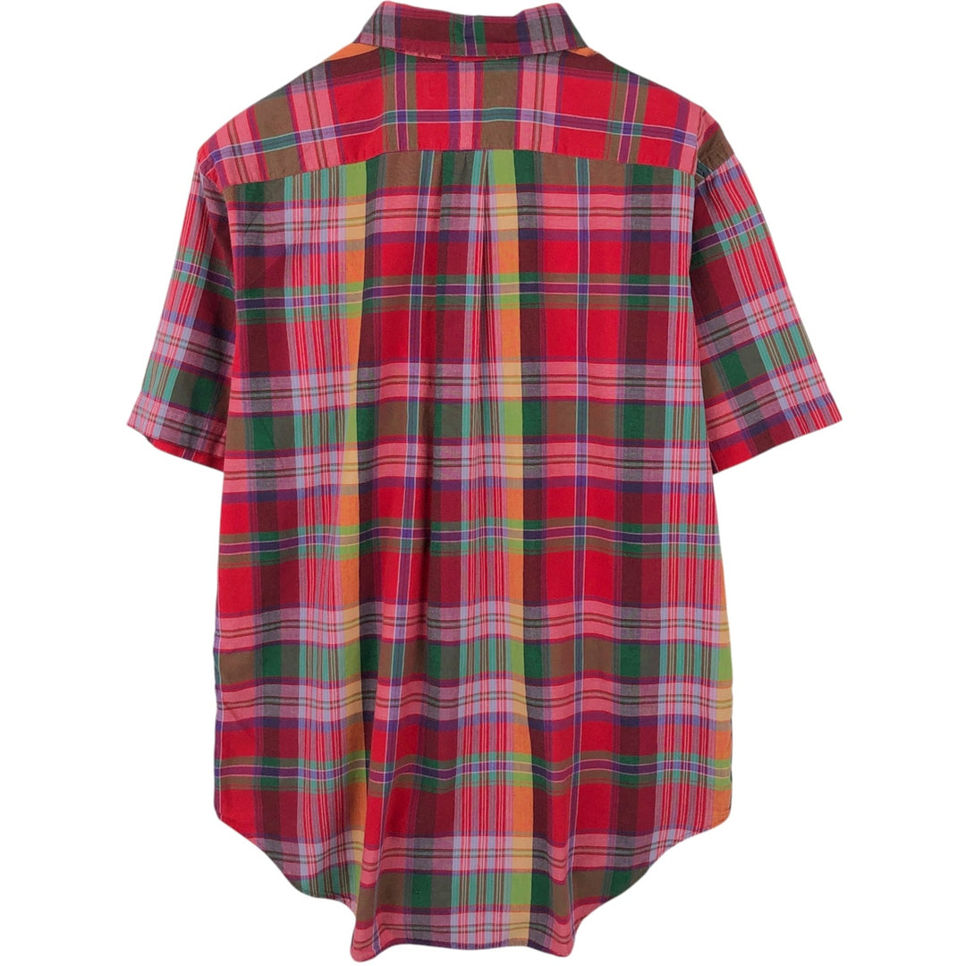 Ralph Lauren CLASSIC FIT Madras Check Short-Sleeve Button-Down Check Shirt (Men's Size L) cotton red type Vintage Second Hand