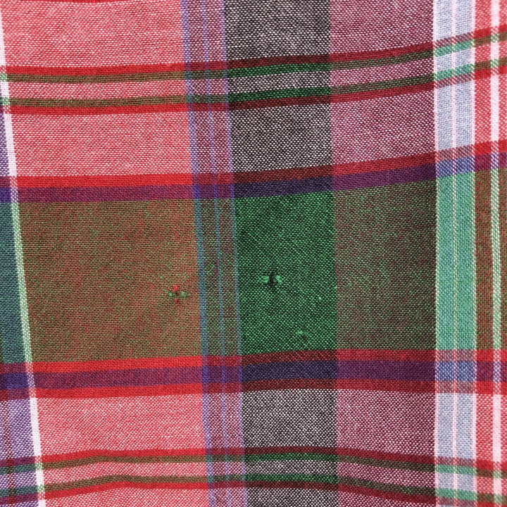 Ralph Lauren CLASSIC FIT Madras Check Short-Sleeve Button-Down Check Shirt (Men's Size L) cotton red type Vintage Second Hand