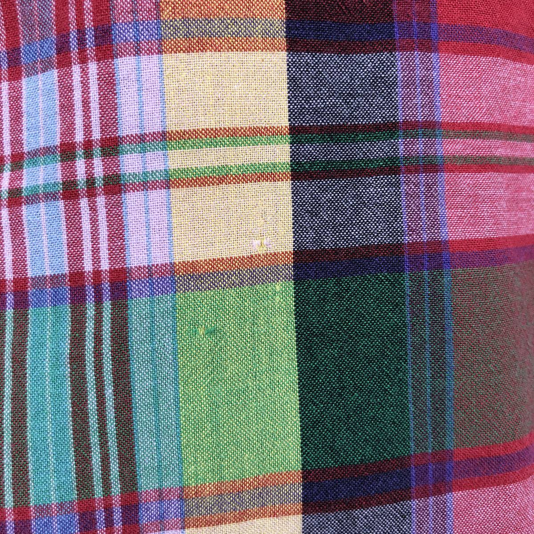 Ralph Lauren CLASSIC FIT Madras Check Short-Sleeve Button-Down Check Shirt (Men's Size L) cotton red type Vintage Second Hand