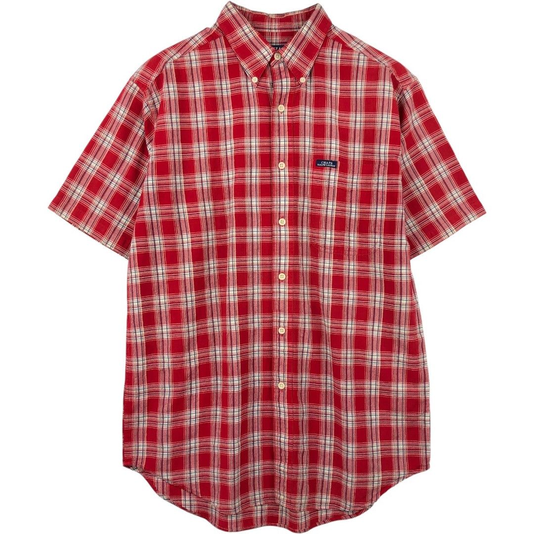 Ralph Lauren CHAPS Short-Sleeve Button-Down Check Shirt cotton red type Vintage Second Hand