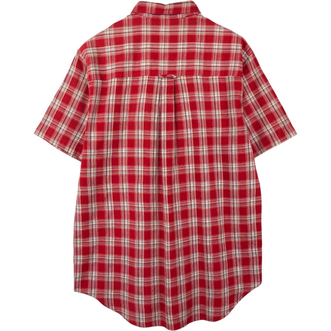 Ralph Lauren CHAPS Short-Sleeve Button-Down Check Shirt cotton red type Vintage Second Hand