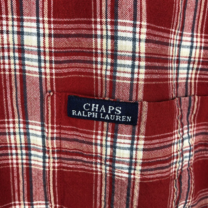 Ralph Lauren CHAPS Short-Sleeve Button-Down Check Shirt cotton red type Vintage Second Hand
