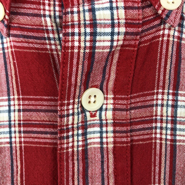Ralph Lauren CHAPS Short-Sleeve Button-Down Check Shirt cotton red type Vintage Second Hand