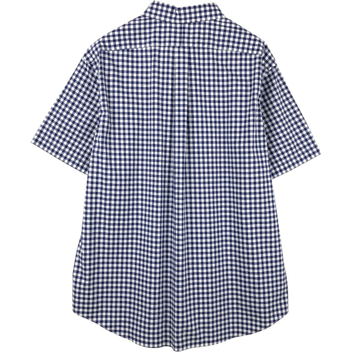 Ralph Lauren Classic Fit Gingham Check Short-Sleeve Button-Down Check Shirt, Men's Size XXL (approx.) cotton navy blue type Vintage Second Hand
