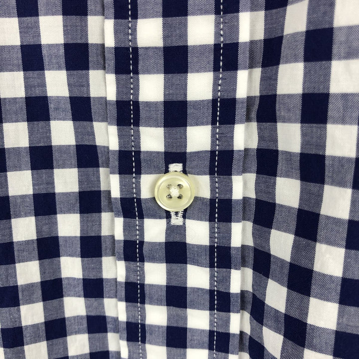 Ralph Lauren Classic Fit Gingham Check Short-Sleeve Button-Down Check Shirt, Men's Size XXL (approx.) cotton navy blue type Vintage Second Hand