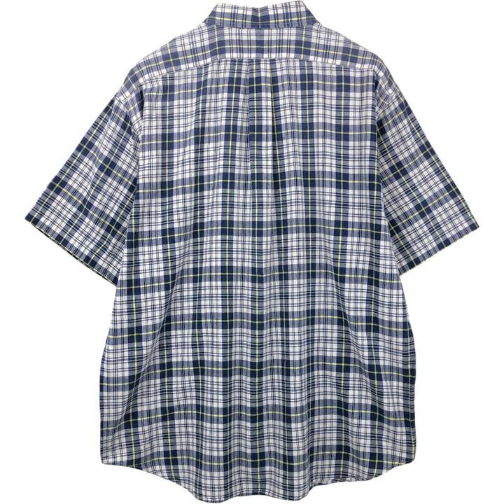 Ralph Lauren BLAIRE short sleeve button down check shirt men's XL size cotton navy blue type Vintage Second Hand