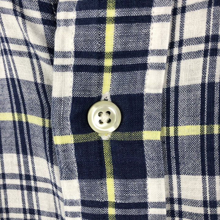 Ralph Lauren BLAIRE short sleeve button down check shirt men's XL size cotton navy blue type Vintage Second Hand