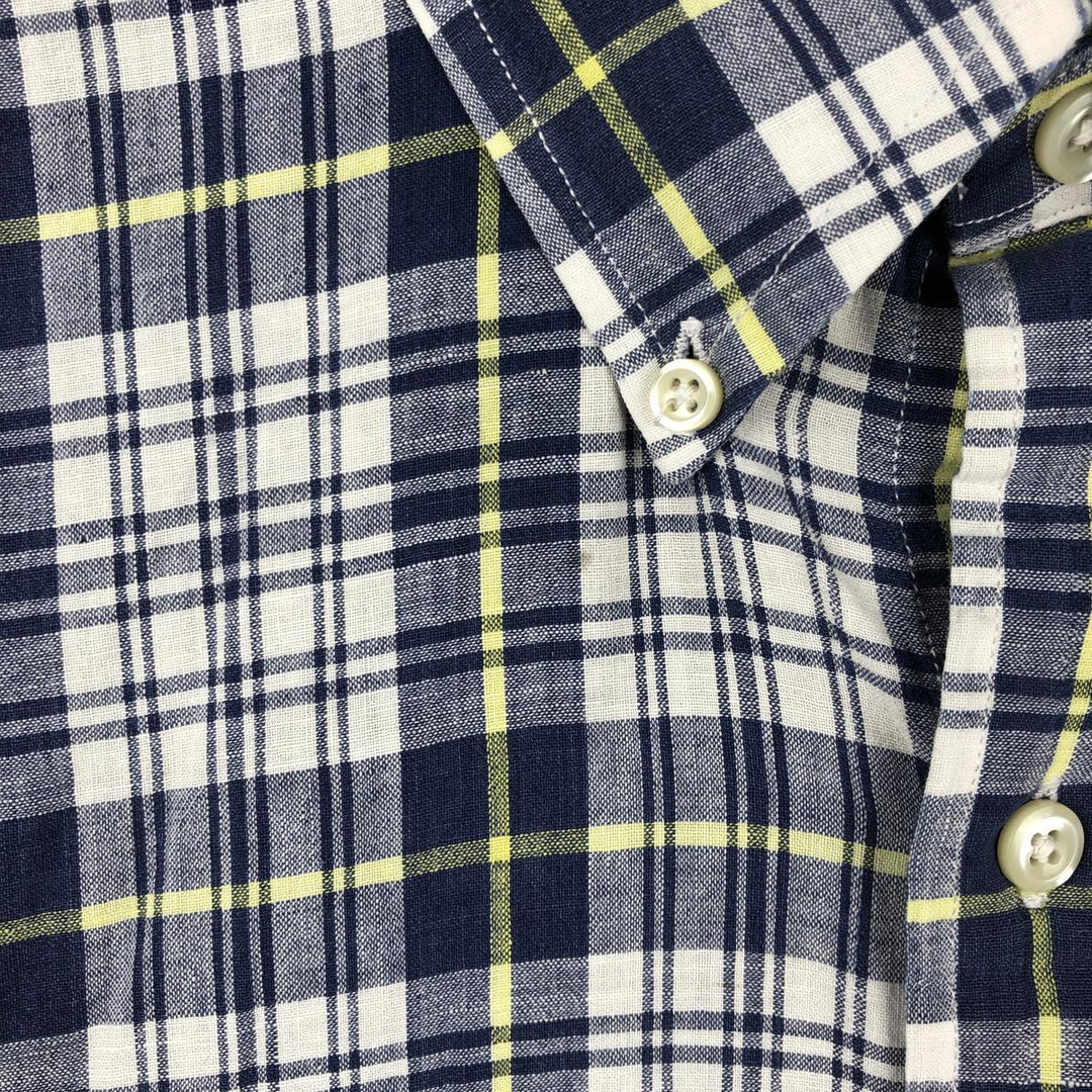 Ralph Lauren BLAIRE short sleeve button down check shirt men's XL size cotton navy blue type Vintage Second Hand
