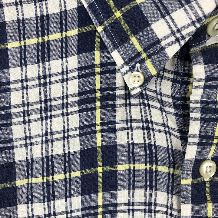 Ralph Lauren BLAIRE short sleeve button down check shirt men's XL size cotton navy blue type Vintage Second Hand