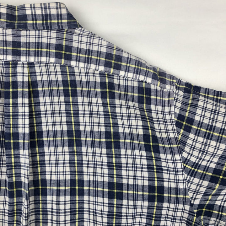 Ralph Lauren BLAIRE short sleeve button down check shirt men's XL size cotton navy blue type Vintage Second Hand