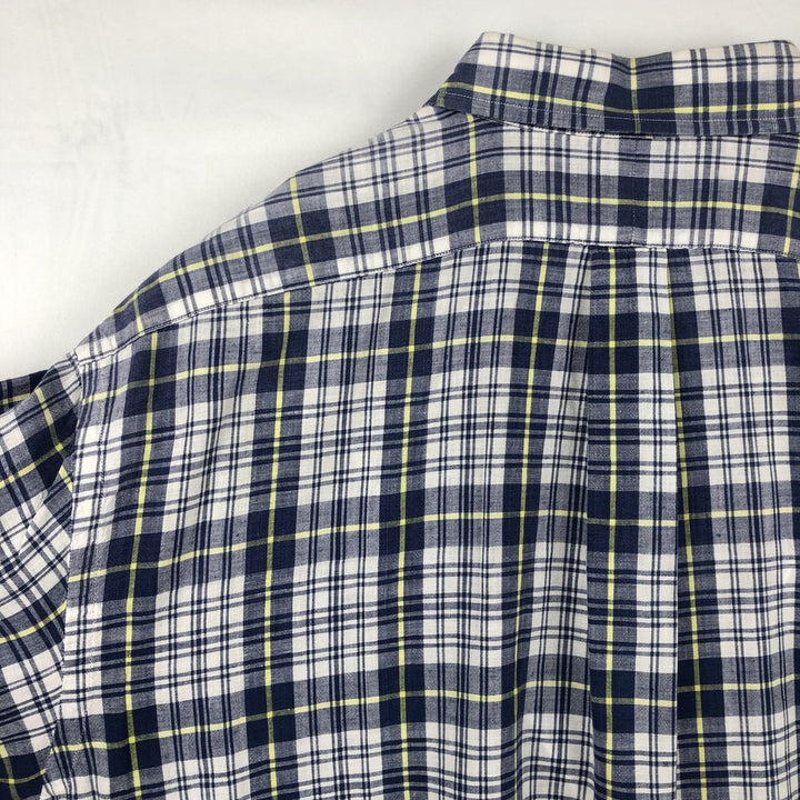Ralph Lauren BLAIRE short sleeve button down check shirt men's XL size cotton navy blue type Vintage Second Hand