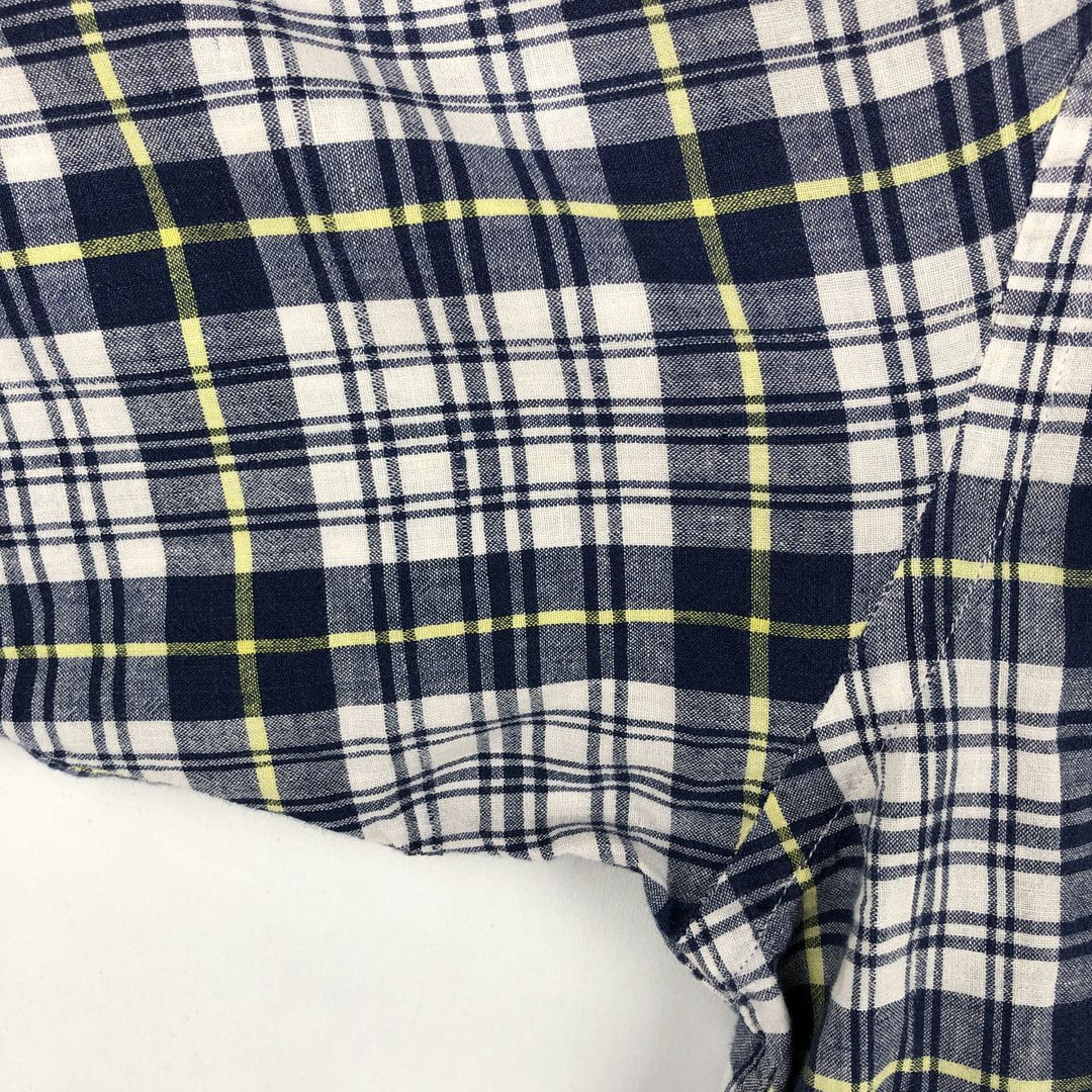 Ralph Lauren BLAIRE short sleeve button down check shirt men's XL size cotton navy blue type Vintage Second Hand