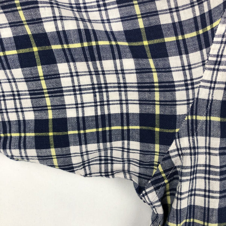 Ralph Lauren BLAIRE short sleeve button down check shirt men's XL size cotton navy blue type Vintage Second Hand