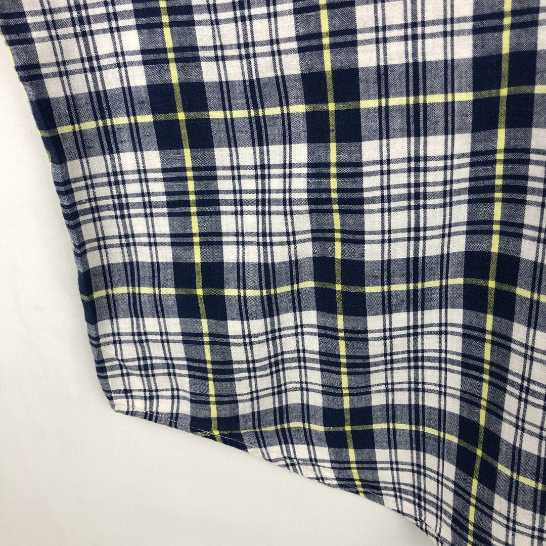 Ralph Lauren BLAIRE short sleeve button down check shirt men's XL size cotton navy blue type Vintage Second Hand