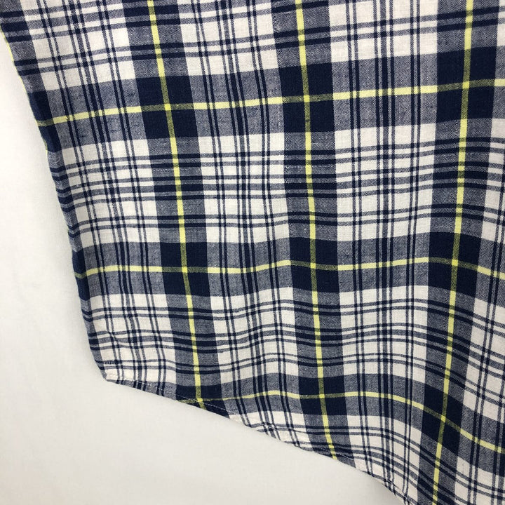 Ralph Lauren BLAIRE short sleeve button down check shirt men's XL size cotton navy blue type Vintage Second Hand