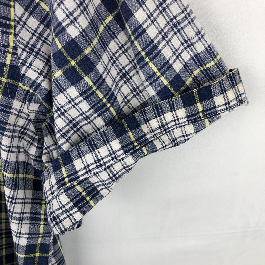 Ralph Lauren BLAIRE short sleeve button down check shirt men's XL size cotton navy blue type Vintage Second Hand