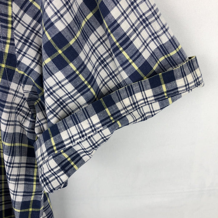 Ralph Lauren BLAIRE short sleeve button down check shirt men's XL size cotton navy blue type Vintage Second Hand