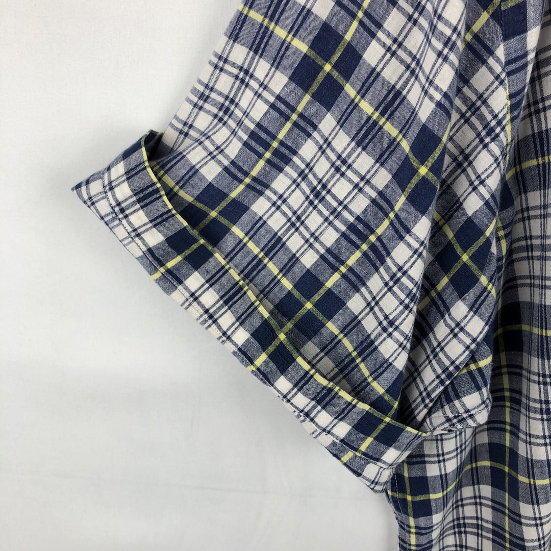 Ralph Lauren BLAIRE short sleeve button down check shirt men's XL size cotton navy blue type Vintage Second Hand