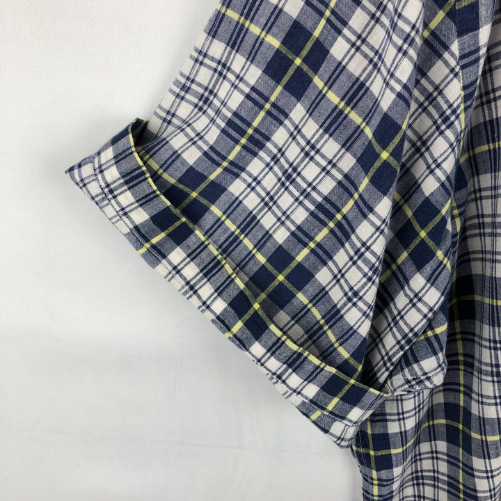 Ralph Lauren BLAIRE short sleeve button down check shirt men's XL size cotton navy blue type Vintage Second Hand
