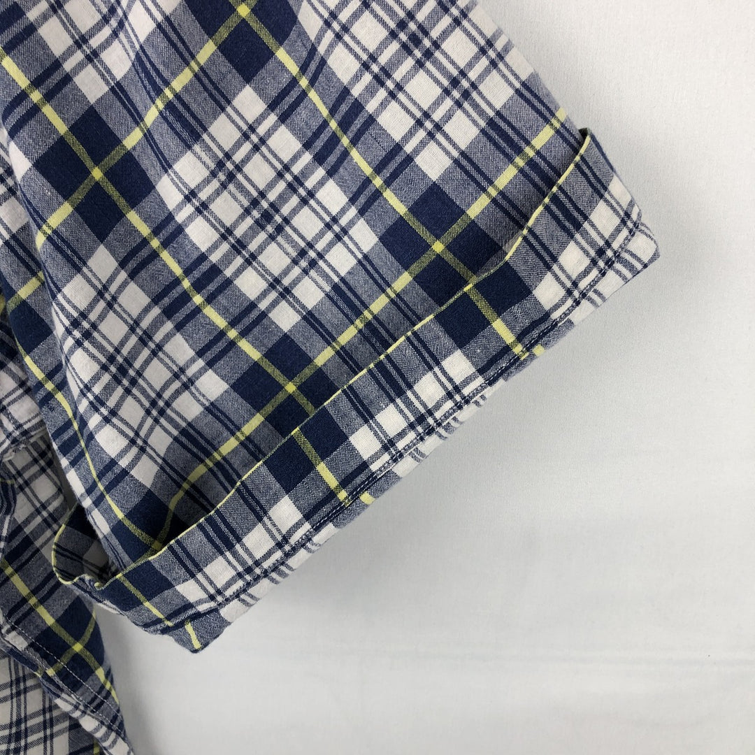 Ralph Lauren BLAIRE short sleeve button down check shirt men's XL size cotton navy blue type Vintage Second Hand