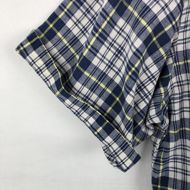 Ralph Lauren BLAIRE short sleeve button down check shirt men's XL size cotton navy blue type Vintage Second Hand