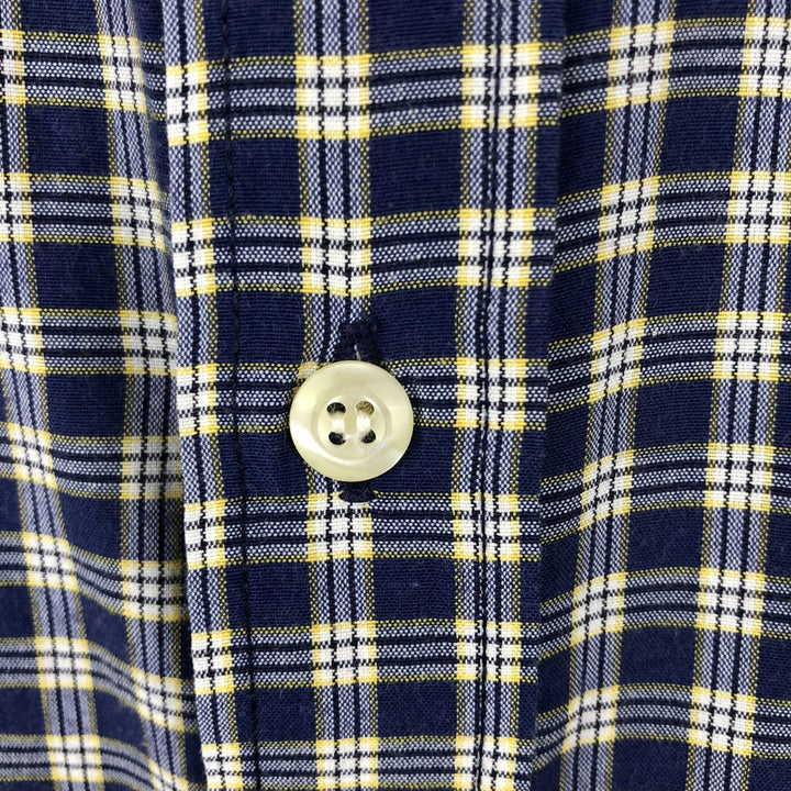 90'S Ralph Lauren POLO by Ralph Lauren Short-Sleeve Button-Down Check Shirt, Made in USA, Men's Size M (Equivalent), Vintage cotton navy blue type Vintage Second Hand