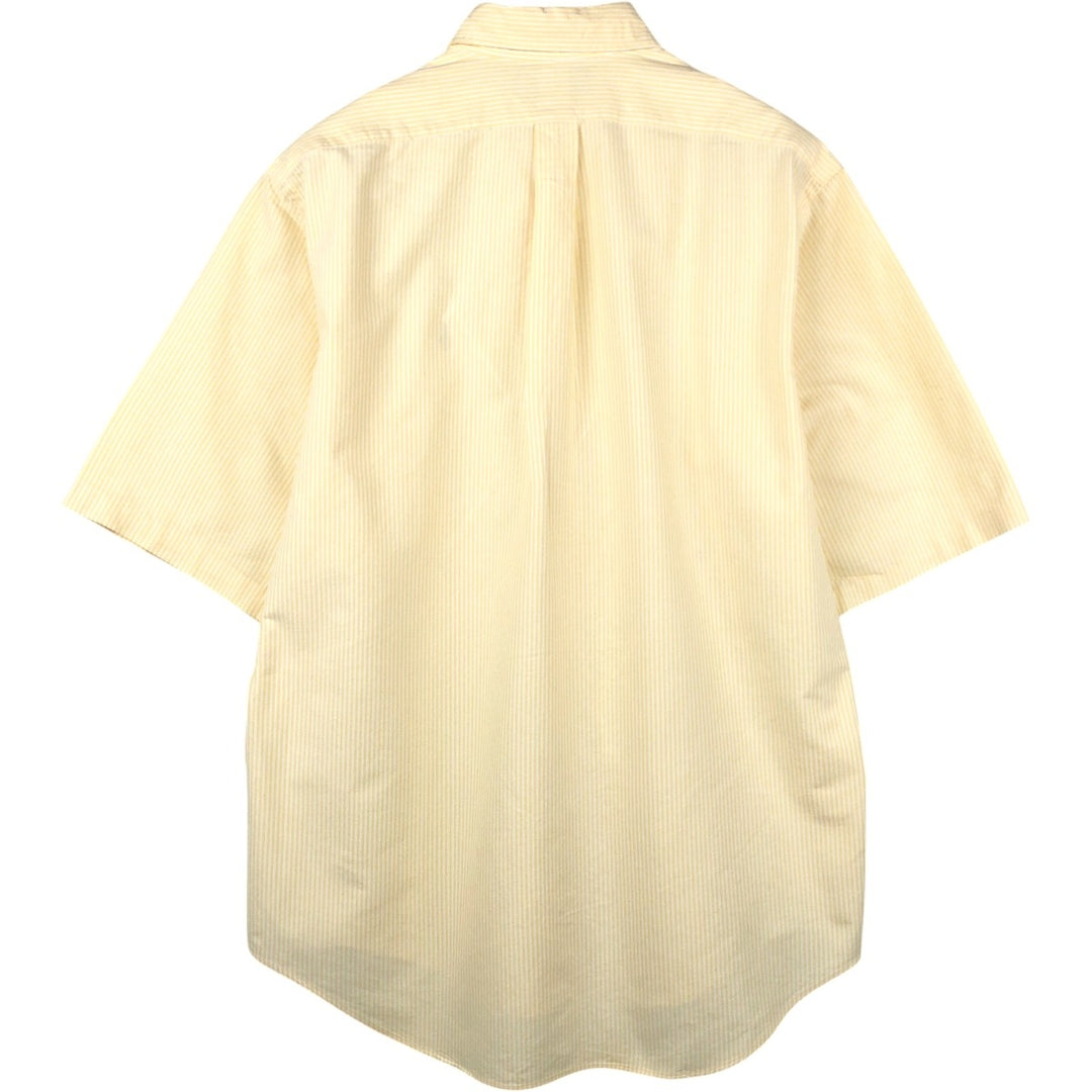 Ralph Lauren YARMOUTH short sleeve button down striped shirt, men's size L cotton yellow type Vintage Second Hand