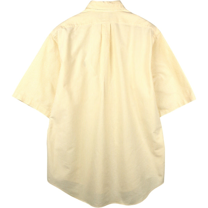 Ralph Lauren YARMOUTH short sleeve button down striped shirt, men's size L cotton yellow type Vintage Second Hand