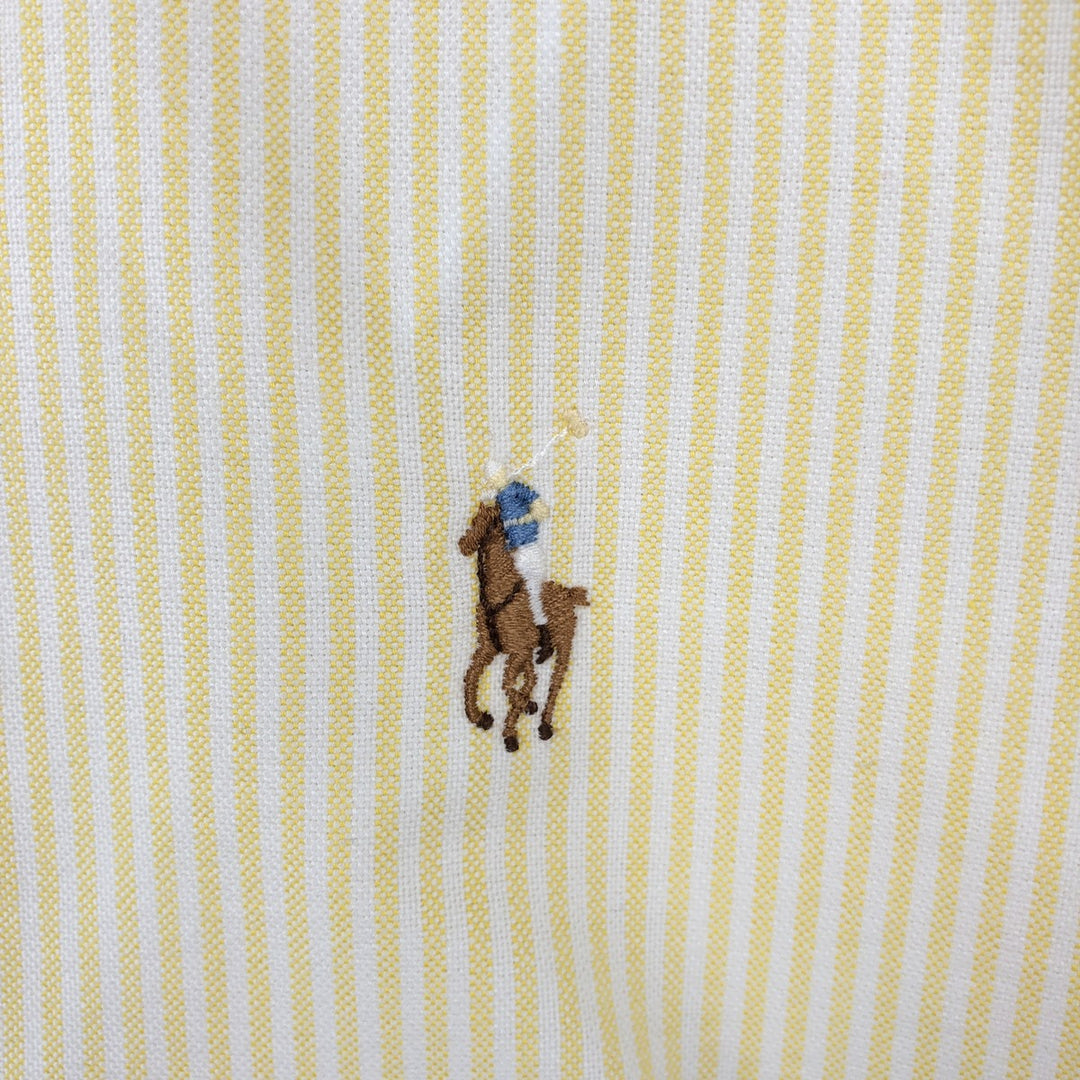 Ralph Lauren YARMOUTH short sleeve button down striped shirt, men's size L cotton yellow type Vintage Second Hand