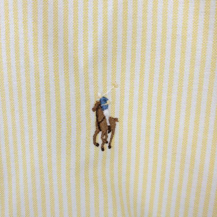 Ralph Lauren YARMOUTH short sleeve button down striped shirt, men's size L cotton yellow type Vintage Second Hand