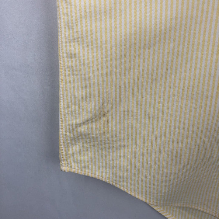 Ralph Lauren YARMOUTH short sleeve button down striped shirt, men's size L cotton yellow type Vintage Second Hand