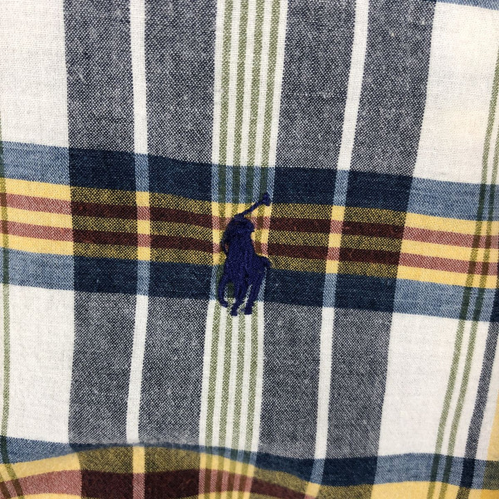 Ralph Lauren Classic Fit Short Sleeve Button Down Check Shirt Men's XL cotton navy blue type Vintage Second Hand