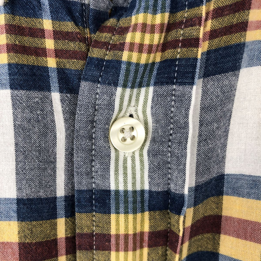 Ralph Lauren Classic Fit Short Sleeve Button Down Check Shirt Men's XL cotton navy blue type Vintage Second Hand
