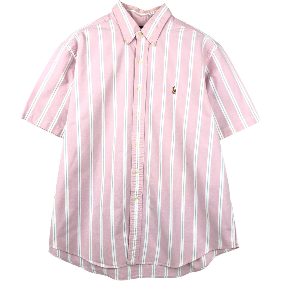 Ralph Lauren Classic Fit Short Sleeve Button Down Striped Shirt Men's XL cotton pink type Vintage Second Hand