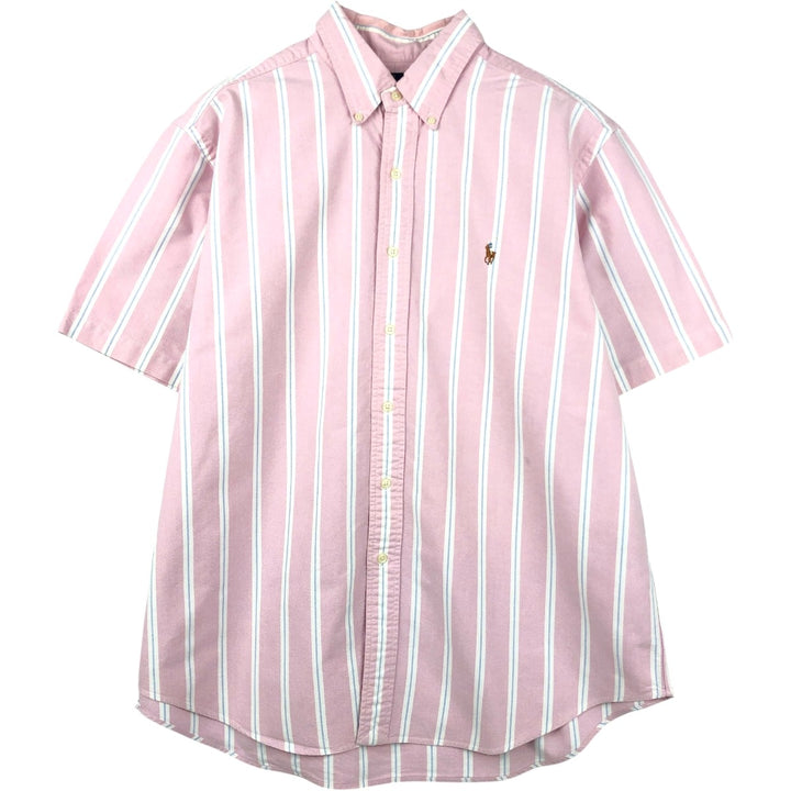 Ralph Lauren Classic Fit Short Sleeve Button Down Striped Shirt Men's XL cotton pink type Vintage Second Hand