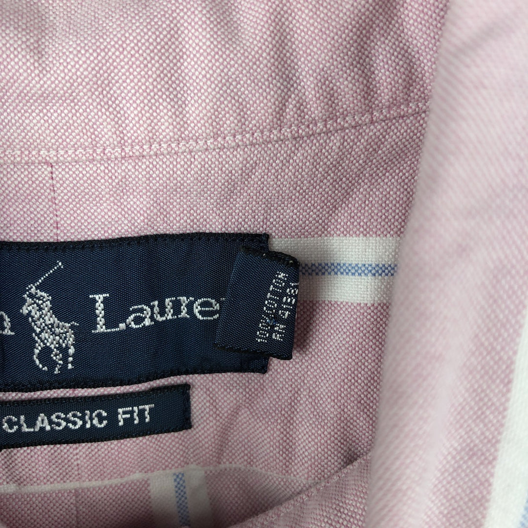Ralph Lauren Classic Fit Short Sleeve Button Down Striped Shirt Men's XL cotton pink type Vintage Second Hand