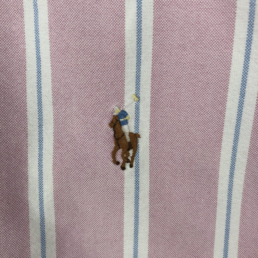 Ralph Lauren Classic Fit Short Sleeve Button Down Striped Shirt Men's XL cotton pink type Vintage Second Hand