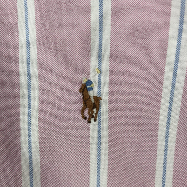 Ralph Lauren Classic Fit Short Sleeve Button Down Striped Shirt Men's XL cotton pink type Vintage Second Hand