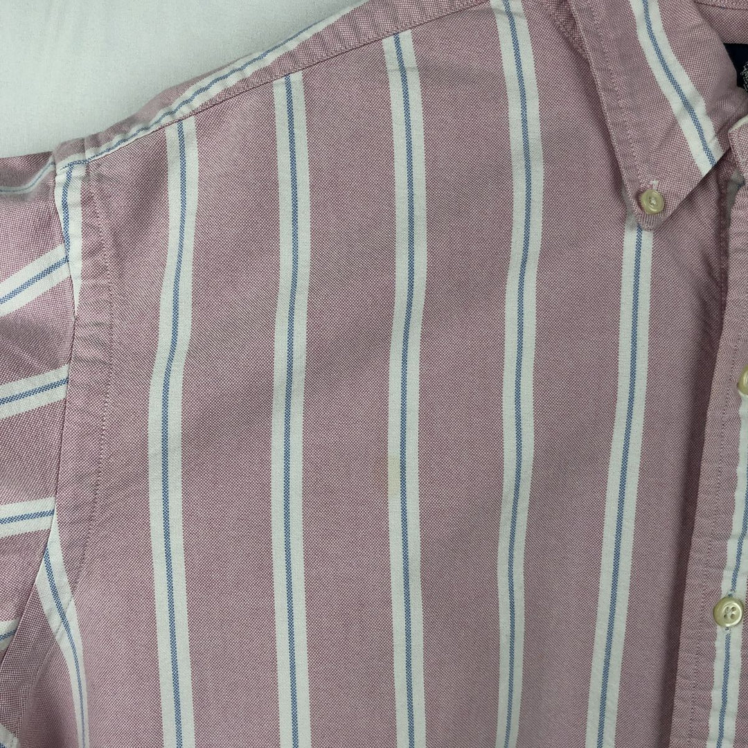 Ralph Lauren Classic Fit Short Sleeve Button Down Striped Shirt Men's XL cotton pink type Vintage Second Hand