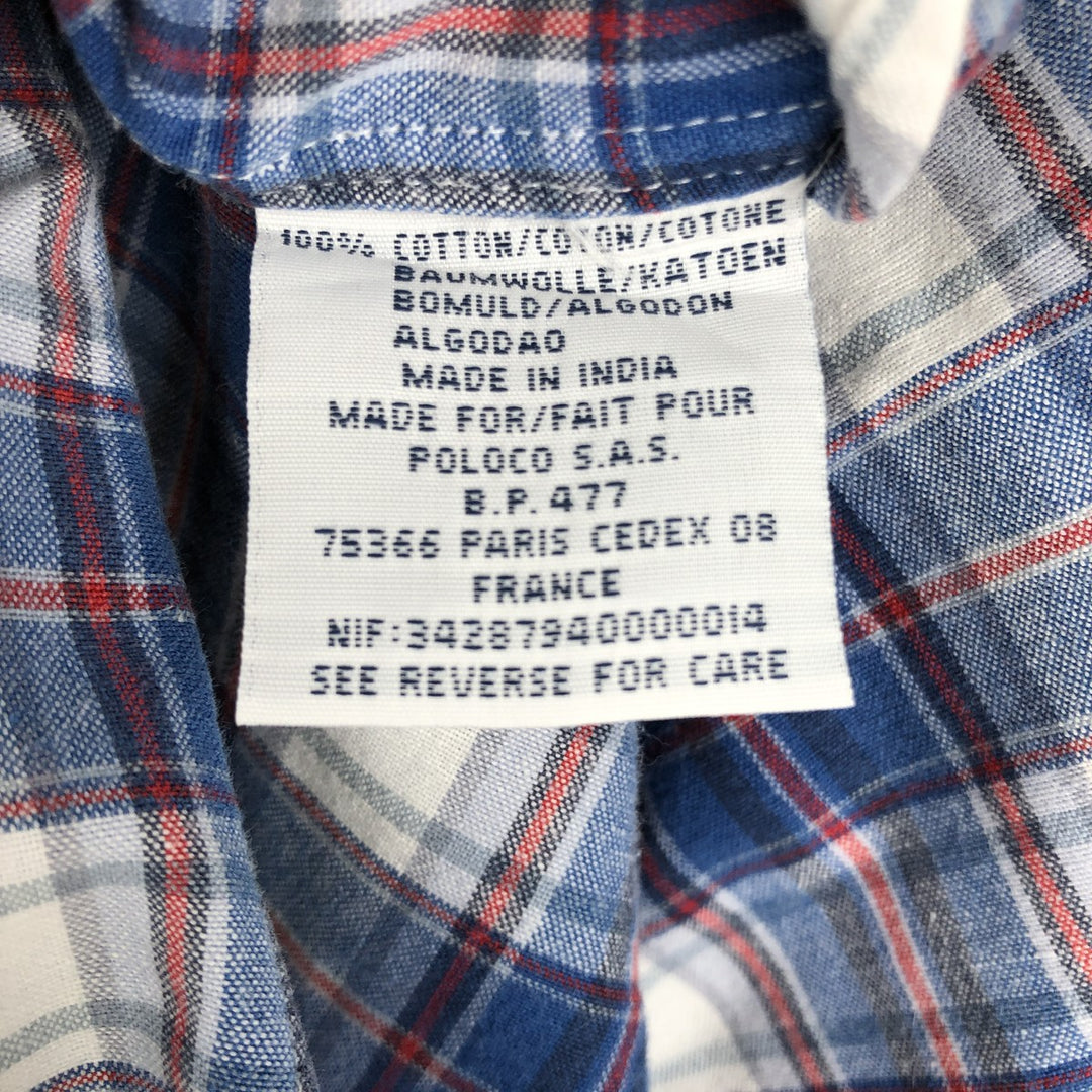Ralph Lauren POLO by Ralph Lauren BLAKE Short-Sleeve Button-Down Check Shirt, Men's Size XL (approx.) cotton blue type Vintage Second Hand