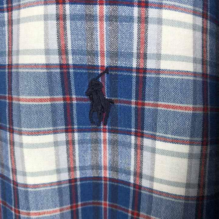 Ralph Lauren POLO by Ralph Lauren BLAKE Short-Sleeve Button-Down Check Shirt, Men's Size XL (approx.) cotton blue type Vintage Second Hand