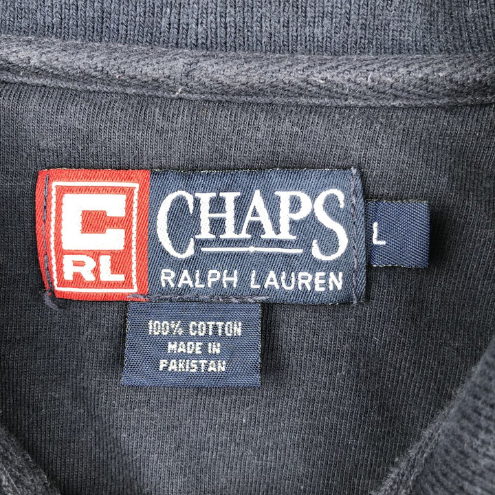 Ralph Lauren CHAPS Short-Sleeve Cotton Box Shirt, Men's Size L (approx.) cotton navy blue type Vintage Second Hand