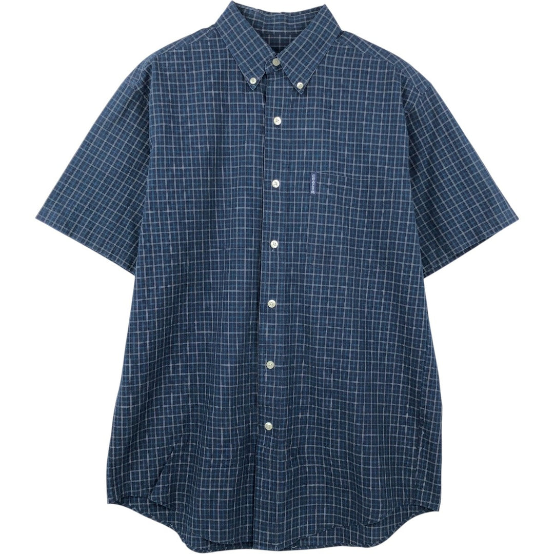 Ralph Lauren CHAPS short sleeve button down check shirt men's size M cotton navy blue type Vintage Second Hand