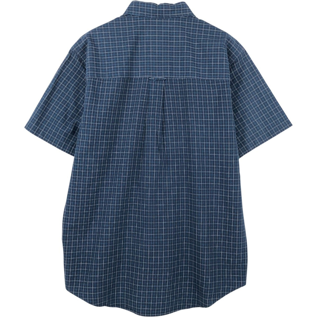 Ralph Lauren CHAPS short sleeve button down check shirt men's size M cotton navy blue type Vintage Second Hand