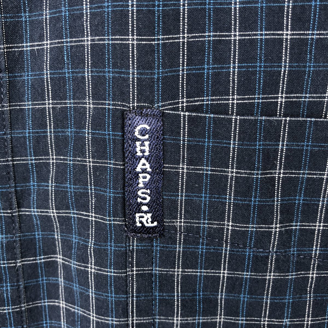 Ralph Lauren CHAPS short sleeve button down check shirt men's size M cotton navy blue type Vintage Second Hand