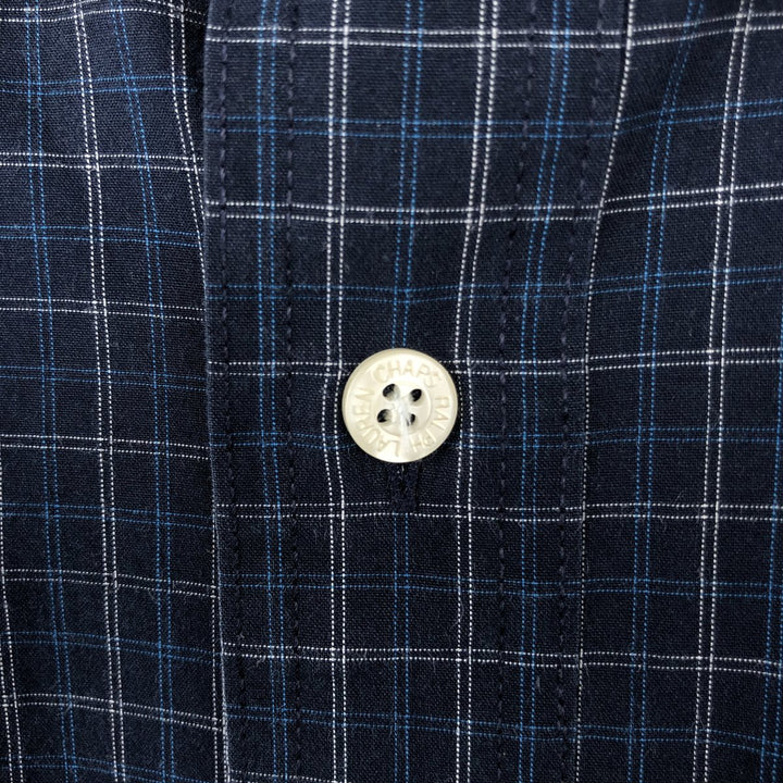 Ralph Lauren CHAPS short sleeve button down check shirt men's size M cotton navy blue type Vintage Second Hand
