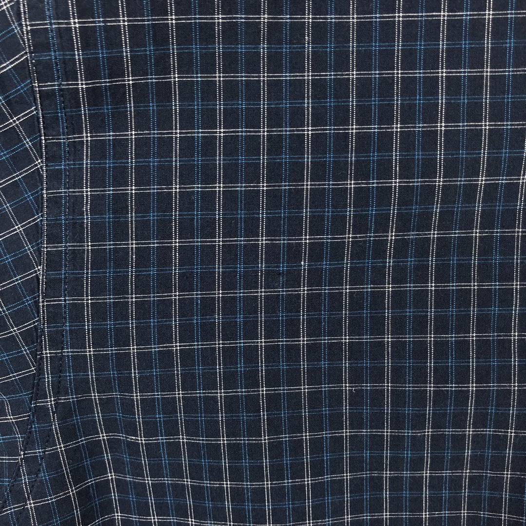 Ralph Lauren CHAPS short sleeve button down check shirt men's size M cotton navy blue type Vintage Second Hand