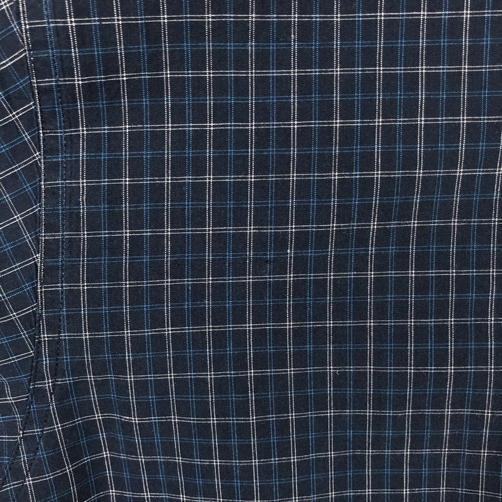 Ralph Lauren CHAPS short sleeve button down check shirt men's size M cotton navy blue type Vintage Second Hand