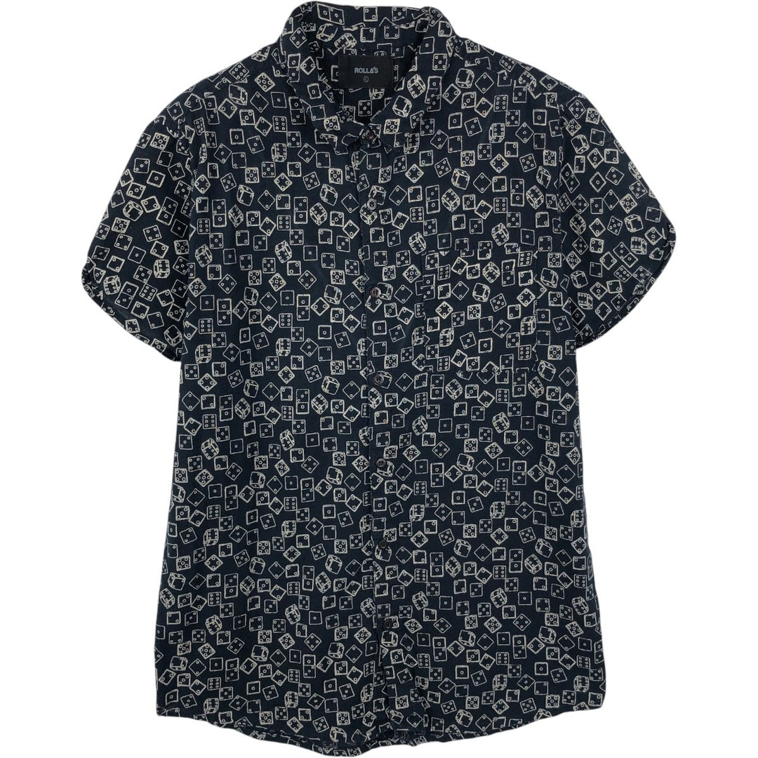ROLLA'S all-over print short-sleeved cotton shirt, men's size L (approx.) cotton black type Vintage Second Hand