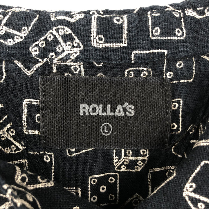 ROLLA'S all-over print short-sleeved cotton shirt, men's size L (approx.) cotton black type Vintage Second Hand